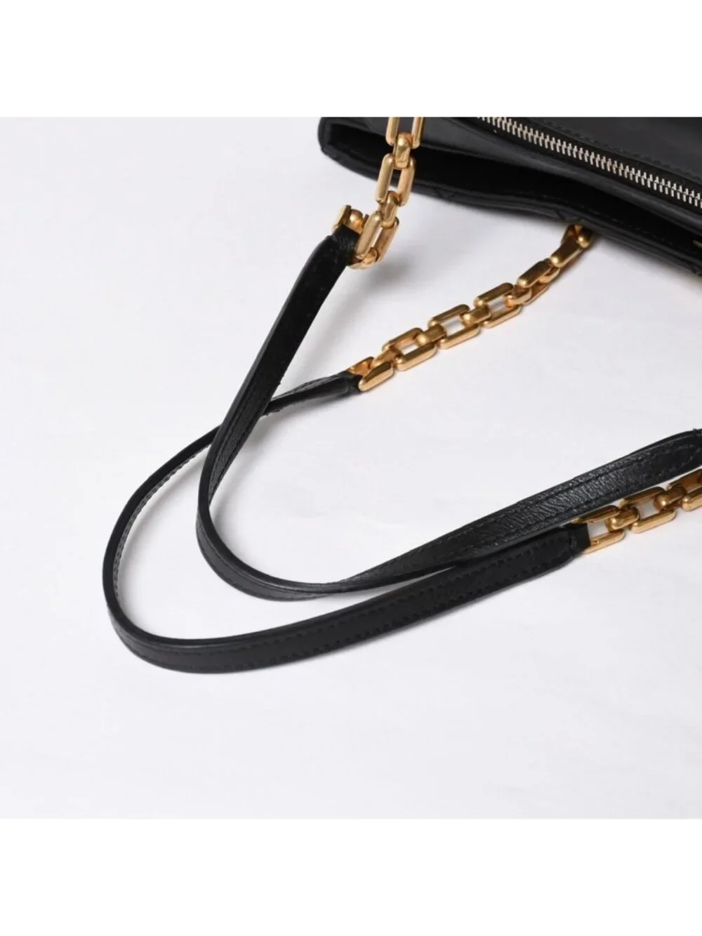 Chanel Chain Tote Bag CC Logo Quilted Leather Black Gold